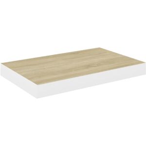 vidaXL Floating Wall Shelf Oak and White MDF Home Bookcase Wall Board CD Rack vidaXL Floating Wall Shelf Oak and White MDF Home Bookcase Wall Board CD Rack