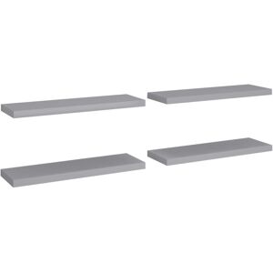 vidaXL 4x Floating Wall Shelves Grey - Wall Shelves vidaXL 4x Floating Wall Shelves Grey - Wall Shelves