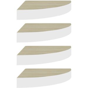 vidaXL 4x Wall Corner Shelves Oak and White MDF Hanging Wall Display Shelf - Wall Shelf vidaXL 4x Wall Corner Shelves Oak and White MDF Hanging Wall Display Shelf - Wall Shelf