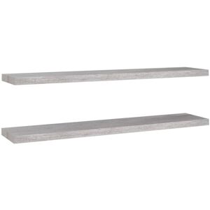 vidaXL 2x Floating Wall Shelves Concrete Grey MDF Bookcase Wall Board CD Rack vidaXL 2x Floating Wall Shelves Concrete Grey MDF Bookcase Wall Board CD Rack
