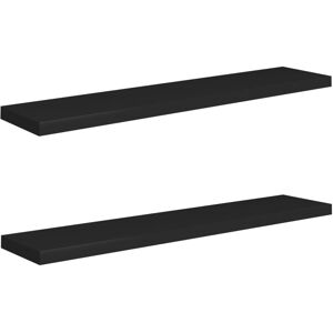 vidaXL 2x Floating Wall Shelves Black 120x23.5x3.8 cm MDF Display Hanging Rack vidaXL 2x Floating Wall Shelves Black 120x23.5x3.8 cm MDF Display Hanging Rack