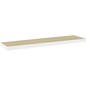 vidaXL Floating Wall Shelf Oak and White MDF Home Bookcase Wall Board CD Rack vidaXL Floating Wall Shelf Oak and White MDF Home Bookcase Wall Board CD Rack