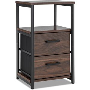 Costway Industrial Nightstand Bedside End Table with 2 Fabric Drawers &Storage Costway Industrial Nightstand Bedside End Table with 2 Fabric Drawers &Storage
