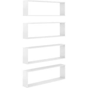 vidaXL 4x Wall Cube Shelf High Gloss White Engineered Wood Wall Hanging Shelf - Wall Shelf vidaXL 4x Wall Cube Shelf High Gloss White Engineered Wood Wall Hanging Shelf - Wall Shelf