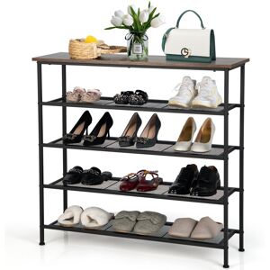 Costway 5-Tier Shoe Rack Industrial Shoe Organizer Flat Mesh Shelves Freestand Costway 5-Tier Shoe Rack Industrial Shoe Organizer Flat Mesh Shelves Freestand