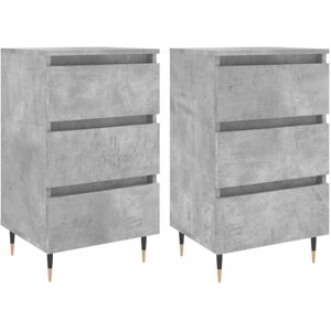 (concrete grey, 2 pcs) vidaXL Bedside Cabinets Bedside Table 2 pcs High Gloss Wh (concrete grey, 2 pcs) vidaXL Bedside Cabinets Bedside Table 2 pcs High Gloss Wh