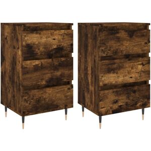 (smoked oak, 2 pcs) vidaXL Bedside Cabinets Bedside Table 2 pcs High Gloss White (smoked oak, 2 pcs) vidaXL Bedside Cabinets Bedside Table 2 pcs High Gloss White