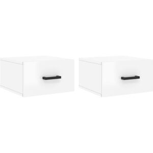 vidaXL Wall-mounted Bedside Cabinets - 2 pcs High Gloss White - Bedside Cabinets vidaXL Wall-mounted Bedside Cabinets - 2 pcs High Gloss White - Bedside Cabinets