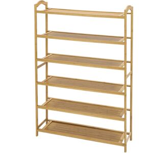 Unbranded 6-Tier Bamboo Shoe Rack & Bench - Wooden Storage Organizer, Moisture-Resistant & Unbranded 6-Tier Bamboo Shoe Rack & Bench - Wooden Storage Organizer, Moisture-Resistant &