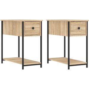 (sonoma oak, 2 pcs) vidaXL Bedside Cabinets Side Table Nightstand 2 pcs Smoked O (sonoma oak, 2 pcs) vidaXL Bedside Cabinets Side Table Nightstand 2 pcs Smoked O