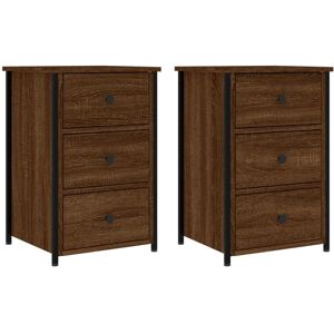 (brown oak) vidaXL Bedside Cabinets Nightstand Bed Table 2 pcs Sonoma Oak Engine (brown oak) vidaXL Bedside Cabinets Nightstand Bed Table 2 pcs Sonoma Oak Engine