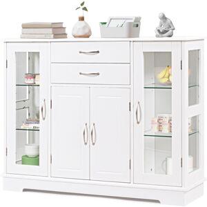 Costway 3-Tier Buffet Cabinet Sideboard w/Glass Doors &2 Drawer Elegant Design Costway 3-Tier Buffet Cabinet Sideboard w/Glass Doors &2 Drawer Elegant Design