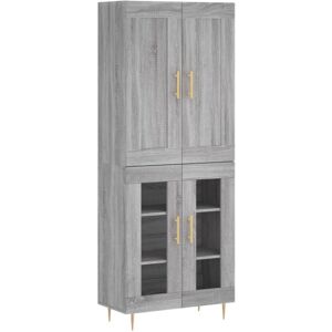 VIDAXL Grey Sonoma Highboard with Storage - Highboard, 69.5x34x180 cm VIDAXL Grey Sonoma Highboard with Storage - Highboard, 69.5x34x180 cm