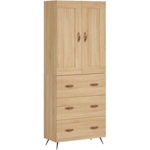 vidaXL Sonoma Oak Highboard - Engineered Wood, 3 Drawers, 69.5x34x180 Cm vidaXL Sonoma Oak Highboard - Engineered Wood, 3 Drawers, 69.5x34x180 Cm