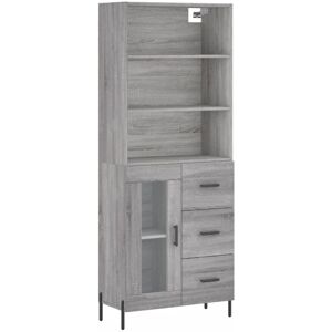 (grey sonoma, 1 glass door 3 drawers) vidaXL Highboard Sideboard Storage Cabinet (grey sonoma, 1 glass door 3 drawers) vidaXL Highboard Sideboard Storage Cabinet