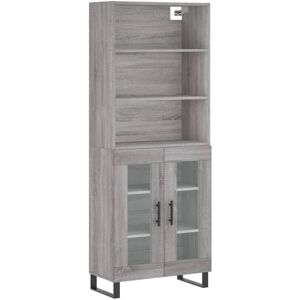 (grey sonoma, 2 glass doors) vidaXL Highboard Sideboard Storage Cabinet High Glo (grey sonoma, 2 glass doors) vidaXL Highboard Sideboard Storage Cabinet High Glo