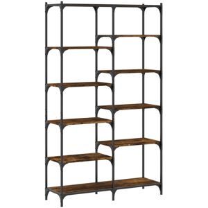 vidaXL Bookshelf Display Cabinet Bookcase Smoked Oak Engineered Wood and Iron vidaXL Bookshelf Display Cabinet Bookcase Smoked Oak Engineered Wood and Iron