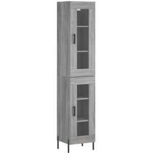 (grey sonoma, 1 glass door) vidaXL Highboard Sideboard Tall Storage Cabinet Side (grey sonoma, 1 glass door) vidaXL Highboard Sideboard Tall Storage Cabinet Side