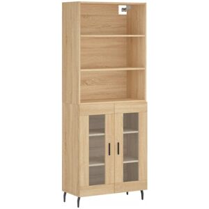(sonoma oak, 2 glass doors) vidaXL Highboard Sideboard Storage Cabinet High Glos (sonoma oak, 2 glass doors) vidaXL Highboard Sideboard Storage Cabinet High Glos