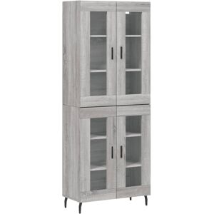 (grey sonoma, 2 glass doors) vidaXL Highboard Sideboard Tall Storage Cabinet Sid (grey sonoma, 2 glass doors) vidaXL Highboard Sideboard Tall Storage Cabinet Sid