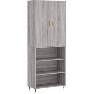 vidaXL Grey Sonoma Highboard - Sideboard Storage Cabinet - 69.5x34x180 cm vidaXL Grey Sonoma Highboard - Sideboard Storage Cabinet - 69.5x34x180 cm