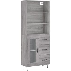(grey sonoma, 1 glass door 3 drawers) vidaXL Highboard Sideboard Cupboard Side C (grey sonoma, 1 glass door 3 drawers) vidaXL Highboard Sideboard Cupboard Side C