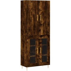 vidaXL Smoked Oak Highboard with Glass Doors - Sideboard vidaXL Smoked Oak Highboard with Glass Doors - Sideboard