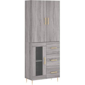 (grey sonoma, 1 glass door 3 drawers) vidaXL Highboard Sideboard Storage Cabinet (grey sonoma, 1 glass door 3 drawers) vidaXL Highboard Sideboard Storage Cabinet