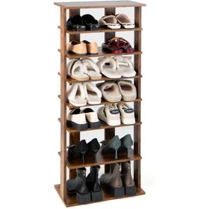 Costway (110cm, Brown) 7-Tier Shoe Rack Tower Organiser with Removable Shelves Costway (110cm, Brown) 7-Tier Shoe Rack Tower Organiser with Removable Shelves