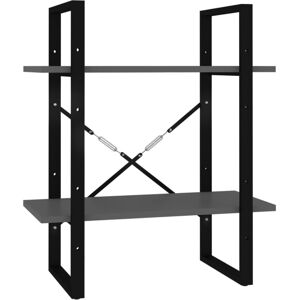 vidaXL 2-Tier Book Cabinet Grey Engineered Wood Organiser Storage Bookcase vidaXL 2-Tier Book Cabinet Grey Engineered Wood Organiser Storage Bookcase