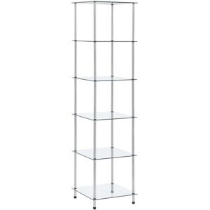 vidaXL 6-Tier Shelf Transparent Tempered Glass Storage Cabinet Showcase Unit vidaXL 6-Tier Shelf Transparent Tempered Glass Storage Cabinet Showcase Unit