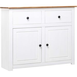 vidaXL Solid Wood Pine Sideboard White 2 Drawers 2 Doors Storage Side Cabinet vidaXL Solid Wood Pine Sideboard White 2 Drawers 2 Doors Storage Side Cabinet