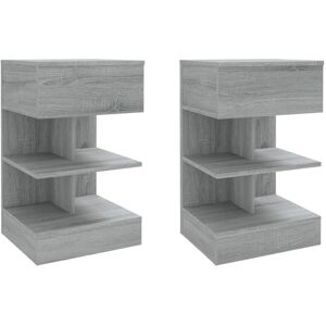 (Grey sonoma, 2) vidaXL 1/2x Bedside Cabinet Engineered Wood Side Table Storage (Grey sonoma, 2) vidaXL 1/2x Bedside Cabinet Engineered Wood Side Table Storage