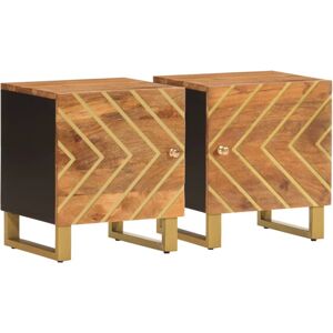 vidaXL Bedside Cabinets 2 pcs Brown Black Solid Wood Mango - Bedside Cabinets vidaXL Bedside Cabinets 2 pcs Brown Black Solid Wood Mango - Bedside Cabinets