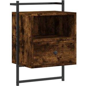 (smoked oak, 1 pcs) vidaXL Bedside Cabinet Wall-mounted Nightstand Sonoma Oak En (smoked oak, 1 pcs) vidaXL Bedside Cabinet Wall-mounted Nightstand Sonoma Oak En
