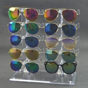 Unbranded Two Row Sunglasses Rack 10 Pairs Glasses Holder Display Stand Transparent Unbranded Two Row Sunglasses Rack 10 Pairs Glasses Holder Display Stand Transparent