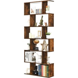 Costway Industrial S-Shaped Bookshelf Wooden 6-tier Bookcase Display Rack Costway Industrial S-Shaped Bookshelf Wooden 6-tier Bookcase Display Rack