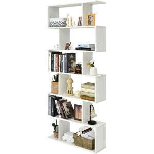 Costway Industrial S-Shaped Bookshelf Wooden 6-tier Bookcase Display Rack Costway Industrial S-Shaped Bookshelf Wooden 6-tier Bookcase Display Rack