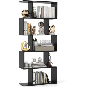 Costway Industrial S-Shaped Bookshelf Wooden 5-tier Bookcase Display Rack Costway Industrial S-Shaped Bookshelf Wooden 5-tier Bookcase Display Rack