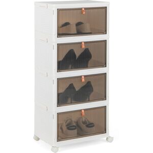 Costway Foldable 4 Tier Shoe Cabinet Rack Stackable Shoe Organizer w/ Wheels Costway Foldable 4 Tier Shoe Cabinet Rack Stackable Shoe Organizer w/ Wheels