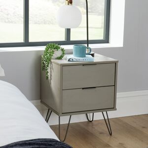 Home Source Acadia Industrial 2 Drawer Bedside Table Unit - Grey Home Source Acadia Industrial 2 Drawer Bedside Table Unit - Grey