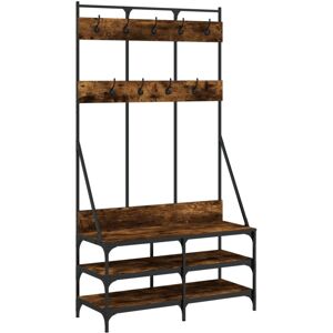 (smoked oak) vidaXL Clothes Rack with Shoe Storage Garment Rack Clothes Shelf Cl (smoked oak) vidaXL Clothes Rack with Shoe Storage Garment Rack Clothes Shelf Cl