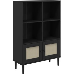 (black) vidaXL Bookcase Bookshelf Storage Cabinet SENJA Rattan Look Solid Wood P (black) vidaXL Bookcase Bookshelf Storage Cabinet SENJA Rattan Look Solid Wood P