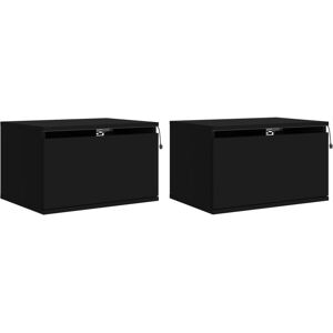 (black, 2 pcs) vidaXL Wall-mounted Bedside Cabinets with LED Lights Nightstand W (black, 2 pcs) vidaXL Wall-mounted Bedside Cabinets with LED Lights Nightstand W