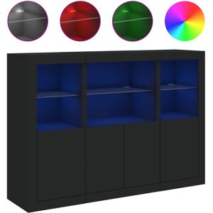 (black) vidaXL Sideboards with LED Lights Cupboard 3 pcs Concrete Grey Engineere (black) vidaXL Sideboards with LED Lights Cupboard 3 pcs Concrete Grey Engineere