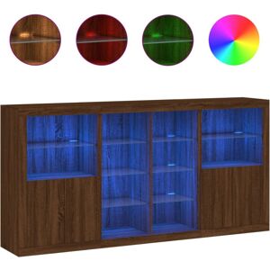 (brown oak) vidaXL Sideboard with LED Lights Home Cupboard Side Cabinet Storage (brown oak) vidaXL Sideboard with LED Lights Home Cupboard Side Cabinet Storage