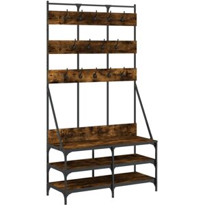 (smoked oak) vidaXL Clothes Rack with Shoe Storage Garment Rack Clothes Shelf Cl (smoked oak) vidaXL Clothes Rack with Shoe Storage Garment Rack Clothes Shelf Cl