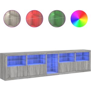 vidaXL Grey Sonoma LED Sideboard - Sideboard vidaXL Grey Sonoma LED Sideboard - Sideboard