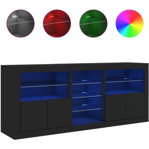 (black) vidaXL Sideboard with LED Lights Cupboard Highboard Storage Buffet Cabin (black) vidaXL Sideboard with LED Lights Cupboard Highboard Storage Buffet Cabin
