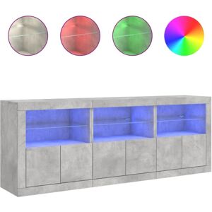 (concrete grey) vidaXL Sideboard with LED Lights Cupboard Highboard Storage Cabi (concrete grey) vidaXL Sideboard with LED Lights Cupboard Highboard Storage Cabi